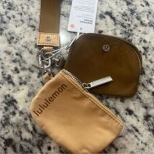 Lululemon athletica key chain Dual Pouch Wristlet bag gym fitness viral brown